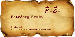 Petróczy Ervin névjegykártya